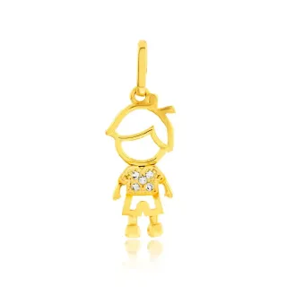 Pingente de ouro 18k filho menino cravejado com zircônias