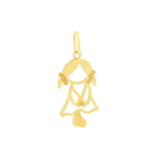 Pingente De Ouro 18k Menina Filha com laço