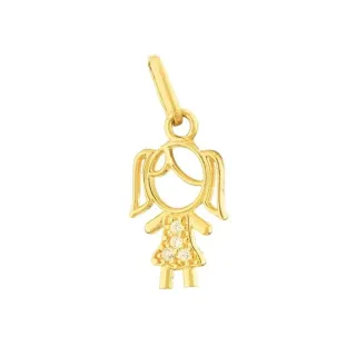 Pingente De Ouro 18k Menina/Filha Com Zircônias