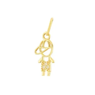 Pingente De Ouro 18k Menino/Filho Com Zircônias