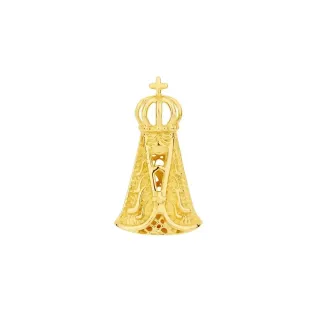 Pingente de ouro 18k nossa senhora aparecida manto detalhado