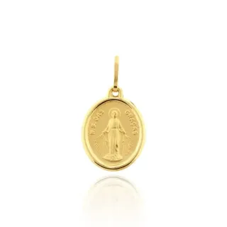 Pingente De Ouro 18k Nossa Senhora Das Graças modelo oval