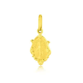 Pingente de ouro 18k Nossa Senhora das Graças ornamentada pequena