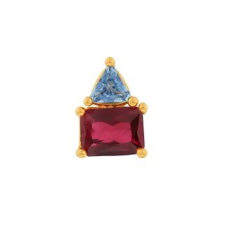 Pingente de ouro 18k pedra vermelha e azul
