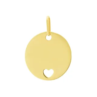 Pingente de ouro 18k personalizável placa redonda