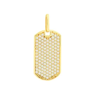 Pingente de ouro 18k placa cravejada 
