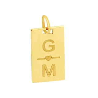 Pingente de ouro 18k placa letra personalizado