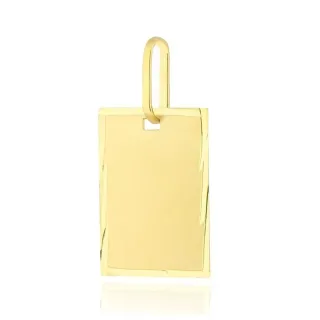 Pingente de ouro 18k placa retangular masculino / feminino para gravação