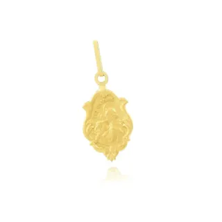 Pingente de ouro 18k São Jorge pequeno ornamentado