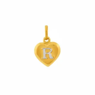 Pingente de Ouro 18 coração com letra R