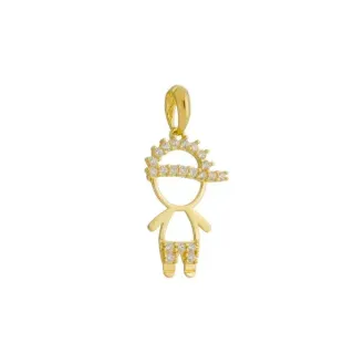 Pingente de ouro menino 18k boné cravejado
