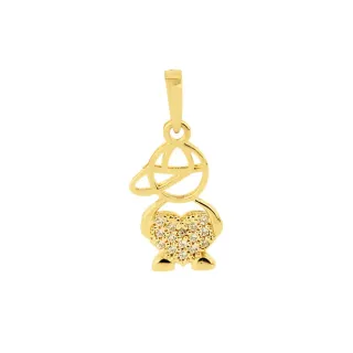 Pingente de ouro menino 18k coração cravejado P