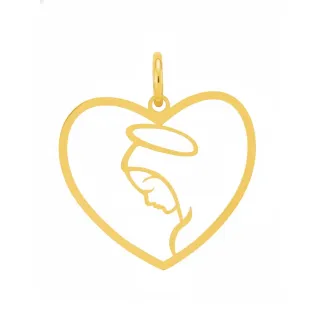 Pingente de Nossa Senhora Aparecida coração ouro 18k