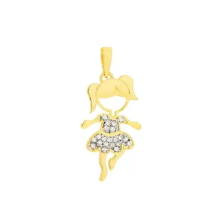 Pingente filha menina de ouro 18k cravejada IV