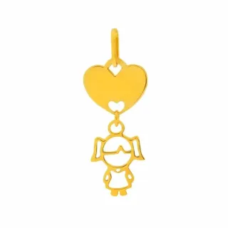Pingente menina de ouro 18k coração