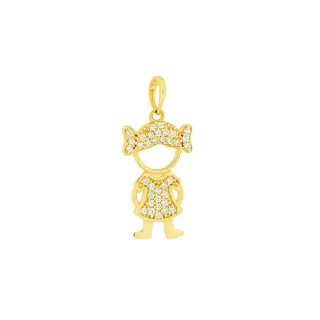 Pingente menina de ouro 18k cravejada III