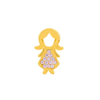 Pingente menina filha de ouro 18k pedras lilás