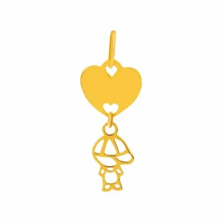 Pingente menino de ouro 18k coração
