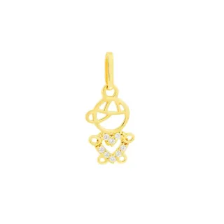 Pingente menino de ouro 18k cravejado Heart