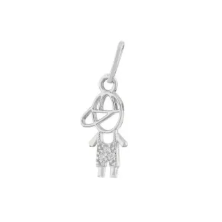Pingente menino de ouro branco 18k cravejada