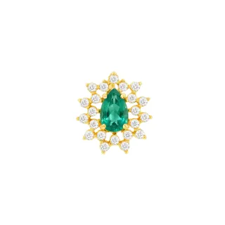 Pingente de moissanite e esmeralda gota ouro 18k Hill