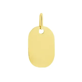 Pingente personalizável de ouro 18k placa oval