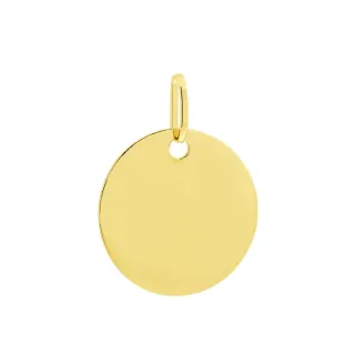 Pingente personalizável de ouro 18k placa redonda