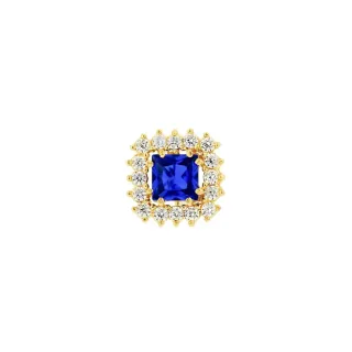Pingente quadrado pedra azul ouro 18k