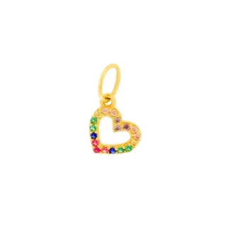Pingente coração de ouro 18k colorido