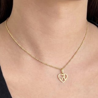 Pingente letra de ouro 18k coração (escolha a sua)