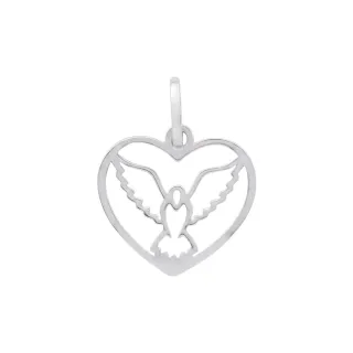Pingente Divino Espírito Santo ouro branco 18k coração G