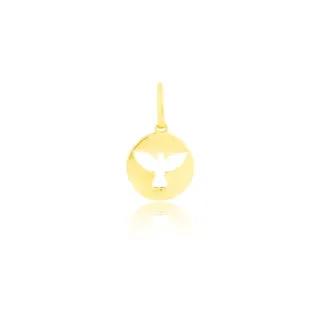 Pingente Divino Espírito Santo de ouro 18k medalha VI