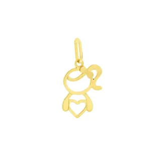 Pingente de menina de ouro 18k pequeno