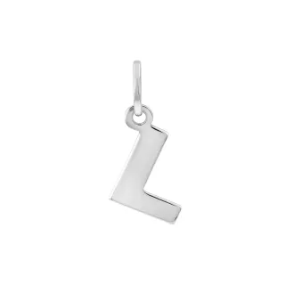 Pingente letra L de ouro branco 18k