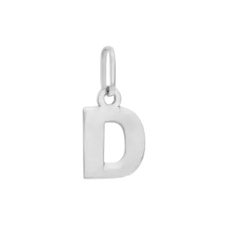Pingente letra D de ouro branco 18k 