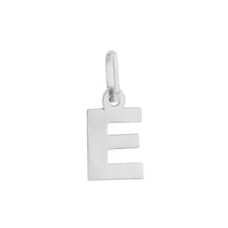 Pingente letra E de ouro branco 18k arial