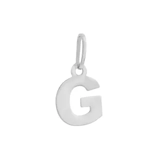 Pingente letra G de ouro branco 18k