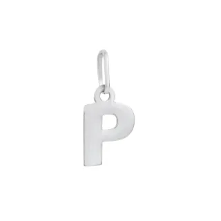 Pingente letra P de ouro branco 18k