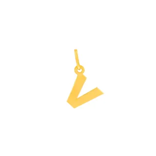 Pingente letra V de ouro 18k