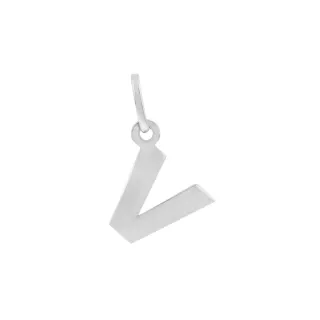Pingente letra V de ouro branco 18k