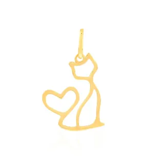 Pingente gato de ouro 18k vazado