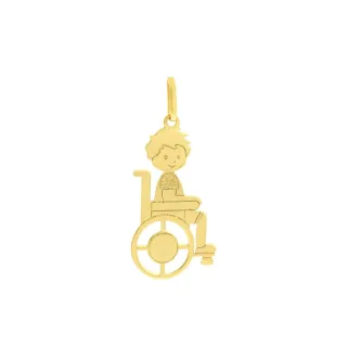 Pingente menino filho cadeirante ouro 18k