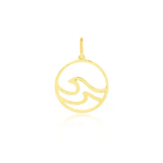 Pingente de ouro onda do mar