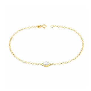 Pulseira de ouro 18k com Moissanite oval portuguesa