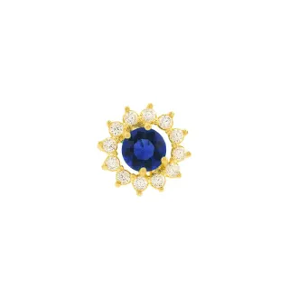 Pingente de ouro 18k ponto de luz azul VII
