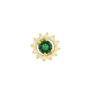 Pingente de ouro 18k ponto de luz verde VII
