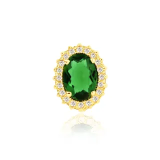Pingente de ouro 18k ponto de luz oval verde