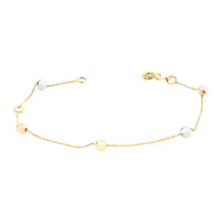 Pulseira de ouro infantil bolinha 3 cores com regulador