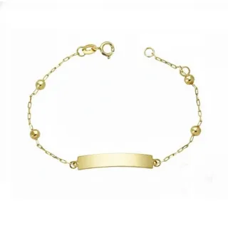 Pulseira de ouro infantil placa com bolinha