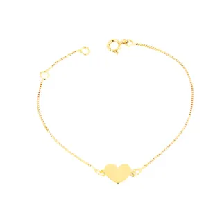 Pulseira de ouro infantil 14cm coracao
